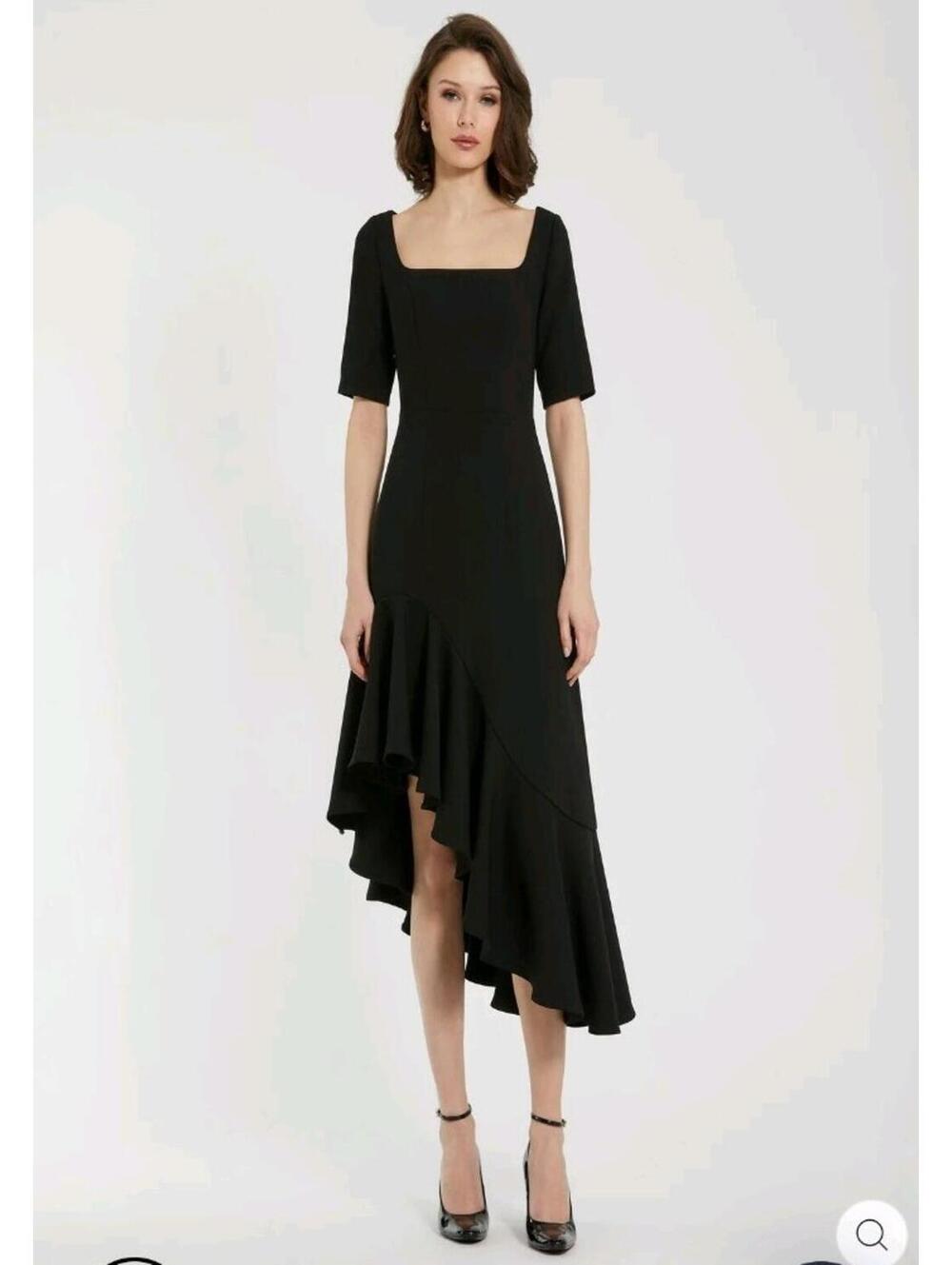 NWT Mac Duggal Black cocktail Size 8 ruffle Hem